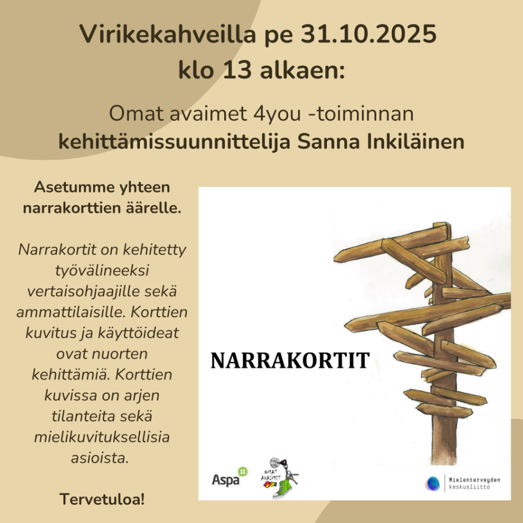 Virikekahveilla Omat avaimet 4you -toiminnan kehittämissuunnittelija Sanna Inkiläinen pe 31.10.2025