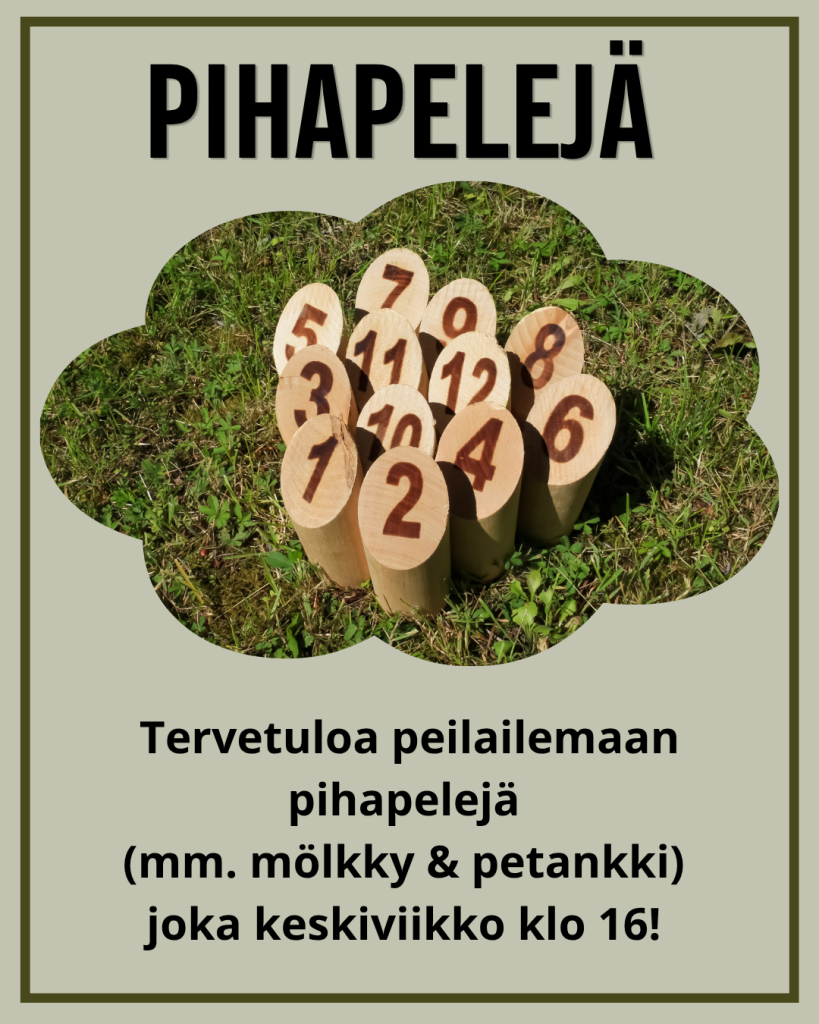 Pihapelejä kesän keskiviikoissa