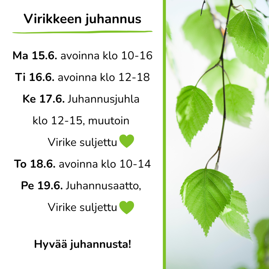 Juhannusviikon aukioloajat